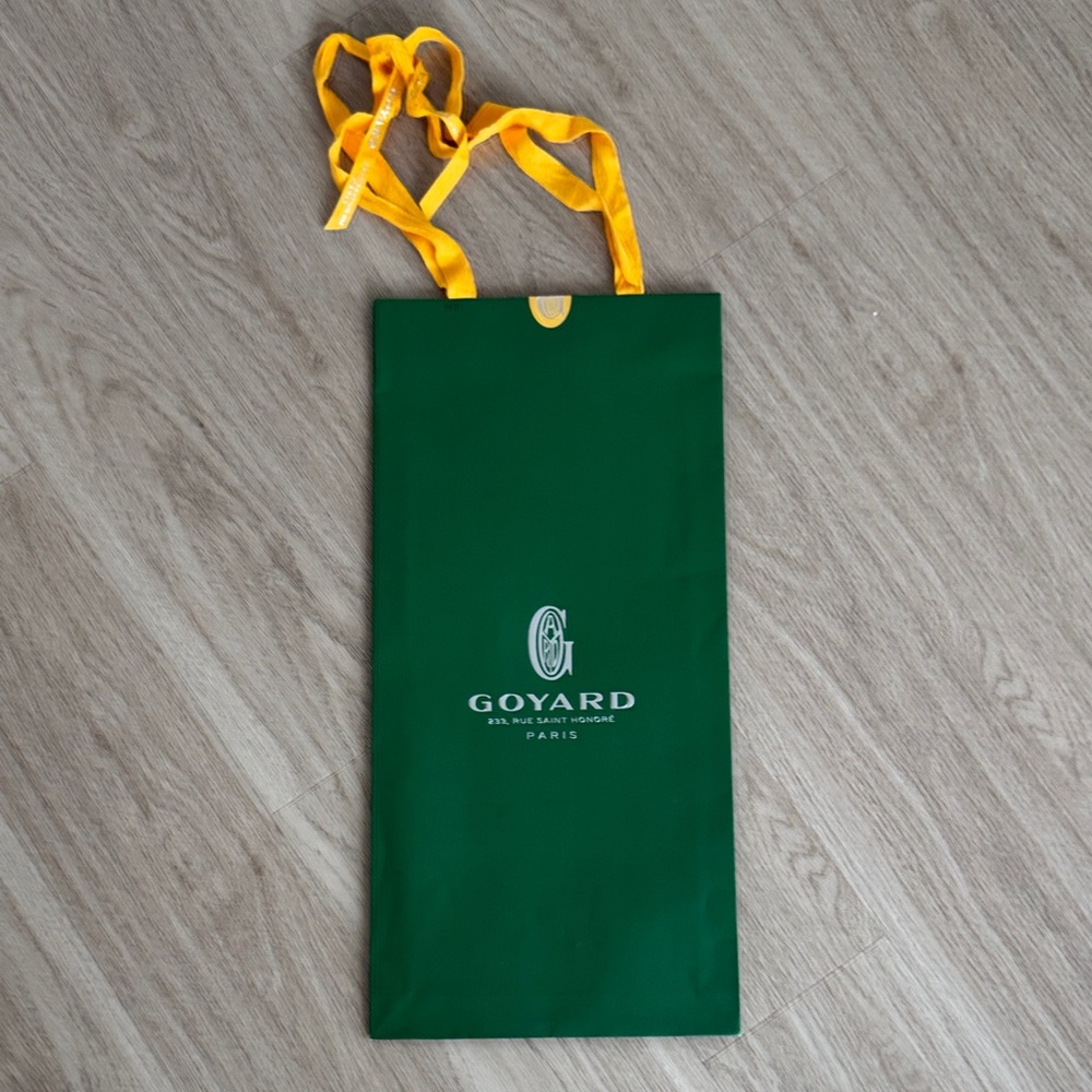 Goyard Green Gift Bag with Yellow Handles